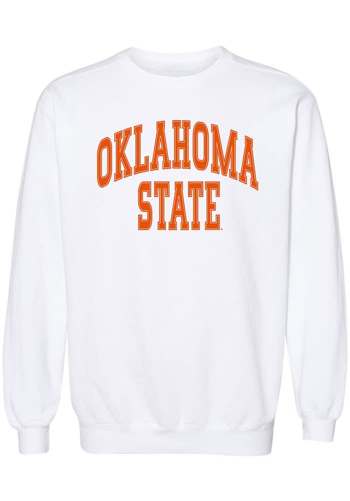 Oklahoma State Cowboys Womens WHITE Boyfriend Long Sleeve Crew Sweatshirt