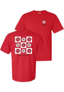 Nebraska Cornhuskers Womens Red Smiley Face Squares Short Sleeve T-Shirt