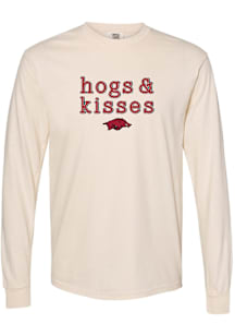 Summit Sportswear Arkansas Razorbacks Womens Ivory Hog and Kisses LS Tee