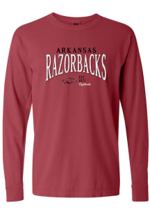 Arkansas Razorbacks Womens Crimson Mascot LS Tee