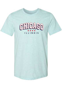 Chicago Light Blue Wordmark Stars Short Sleeve Fashion T Shirt