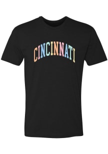 Cincinnati Black Multicolor Arch Wordmark Short Sleeve Fashion T Shirt