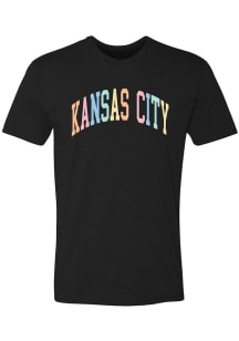 Kansas City Black Multicolor Arch Wordmark Short Sleeve Fashion T Shirt