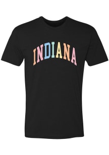 Indiana Black Multicolor Arch Wordmark Short Sleeve Fashion T Shirt
