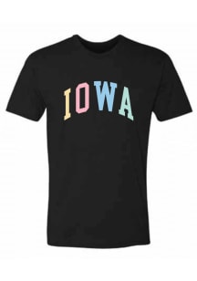 Iowa Black Native State Shape Short Sleeve Fashion T Shirt