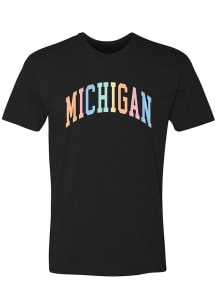 Michigan Black Multicolor Arch Wordmark Short Sleeve Fashion T Shirt