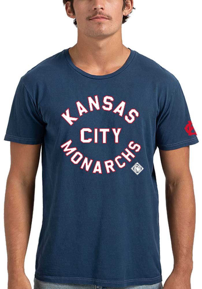 Kansas City Monarchs Womens Navy Blue Round Short Sleeve T-Shirt