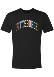 Pittsburgh Black Multicolor Arch Wordmark Short Sleeve Fashion T Shirt