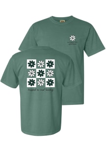 Michigan State Spartans Womens Green Smiley Flower Squares Short Sleeve T-Shirt