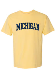 Michigan Wolverines Womens Yellow Checkerboard Short Sleeve T-Shirt