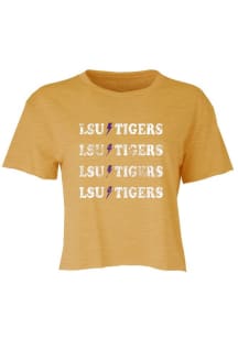 LSU Tigers Womens Gold Lightning Bolt Short Sleeve T-Shirt