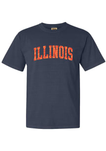 Illinois Fighting Illini Womens Navy Blue Checkerboard Short Sleeve T-Shirt