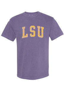 LSU Tigers Womens Purple Tiger Print Short Sleeve T-Shirt
