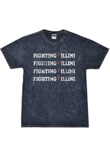 Illinois Fighting Illini Womens Navy Blue Rose Short Sleeve T-Shirt
