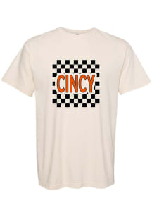 Cincinnati Womens Ivory Checkered Wordmark Short Sleeve T-Shirt