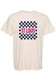 St Louis Womens Ivory Checkered Wordmark Short Sleeve T-Shirt