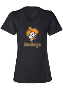 Oklahoma State Cowboys Womens Black Rhinestone Short Sleeve T-Shirt