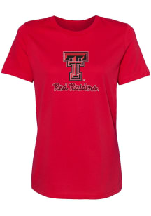 Texas Tech Red Raiders Womens Red Rhinestone Short Sleeve T-Shirt