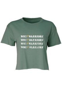 Wayne State Warriors Womens Green Jade Crop Short Sleeve T-Shirt