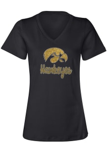 Iowa Hawkeyes Rhinestone Short Sleeve T-Shirt - Black