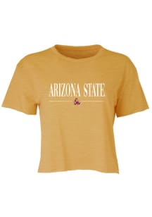 Arizona State Sun Devils Womens Gold Jade Crop Short Sleeve T-Shirt