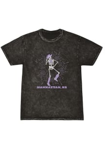 Manhattan Womens Black Cowboy Skeleton Short Sleeve T-Shirt
