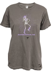 Manhattan Womens Black Cowboy Skeleton Short Sleeve T-Shirt