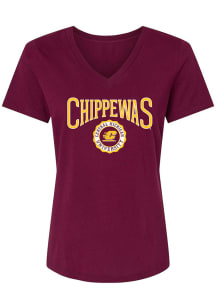 Central Michigan Chippewas Womens Maroon Perfect V Short Sleeve T-Shirt