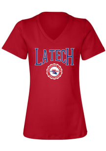 Louisiana Tech Bulldogs Womens Red Perfect V Short Sleeve T-Shirt