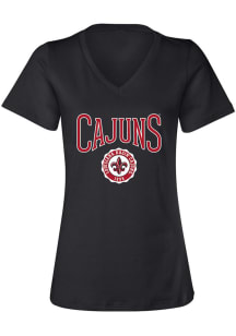 UL Lafayette Ragin' Cajuns Womens Black Perfect V Short Sleeve T-Shirt