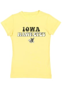 Iowa Hawkeyes Girls Gold Bubble Script Short Sleeve Tee