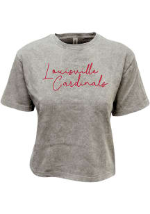 Louisville Cardinals Womens Grey Kelsey Crop Short Sleeve T-Shirt