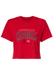 Louisville Cardinals Womens Red Tatum Crop Short Sleeve T-Shirt