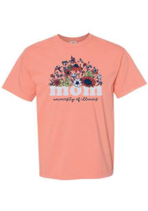 Illinois Fighting Illini Womens Orange Floral Mom Short Sleeve T-Shirt