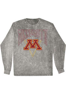 Womens Minnesota Golden Gophers Grey Summit Sportswear Mineral Wash LS Tee