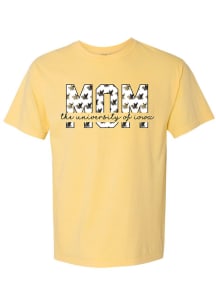 Iowa Hawkeyes Womens Yellow Mom Block Short Sleeve T-Shirt