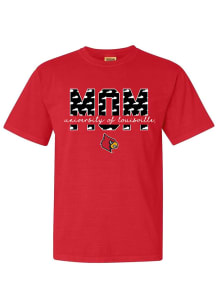 Louisville Cardinals Womens Red Mom Block Short Sleeve T-Shirt