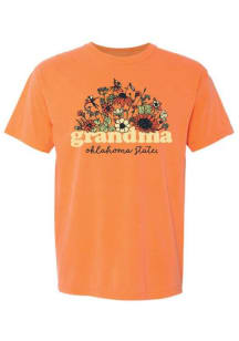 Oklahoma State Cowboys Womens Orange Floral Grandma Short Sleeve T-Shirt