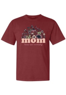 Texas A&amp;M Aggies Womens Brown Floral Mom Short Sleeve T-Shirt