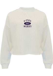 Womens K-State Wildcats White Summit Sportswear Zoey Crew Sweatshirt