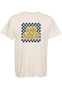 Summit Sportswear Ann Arbor Womens Ivory Checkered Wordmark Short Sleeve T-Shirt