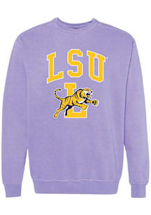Summit Sportswear LSU Tigers Womens Purple Retro Tiger Over Vault Crew Sweatshirt