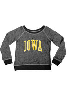 Girls Black Iowa Hawkeyes Kylie Long Sleeve Crew Sweatshirt