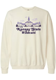 Womens K-State Wildcats Ivory Summit Sportswear Campus Views Crew Sweatshirt