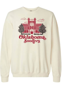Summit Sportswear Oklahoma Sooners Womens Ivory Campus Views Crew Sweatshirt