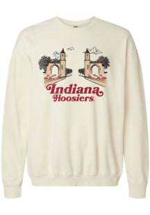 Womens Indiana Hoosiers Ivory Summit Sportswear Campus Views Crew Sweatshirt