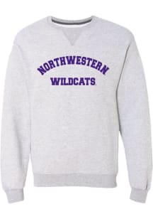 Womens Northwestern Wildcats Grey Summit Sportswear Classic Block Crew Sweatshirt