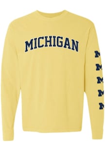 Womens Michigan Wolverines Yellow Summit Sportswear Michigan Arch LS Tee