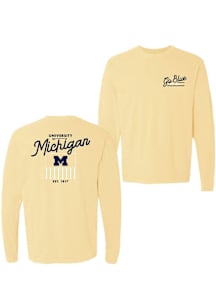 Summit Sportswear Michigan Wolverines Womens Yellow Michigan Pillars LS Tee