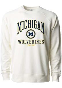 Womens Michigan Wolverines White Summit Sportswear Since 1817 Crew Sweatshirt